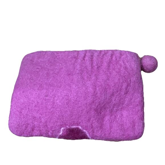 100% Wool Floral Boho Clutch Bag Purse Made in Nepal 6” x 4” Pink - Picture 2 of 5